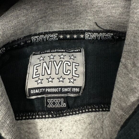 ENYCE Vintage Full Zip Gray Navy Red Hoodie Sweatshirt Thrashed Grunge 2XL XXL - Picture 4 of 14